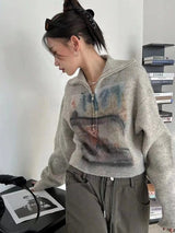 Litlookz Studio Y2K Half Zip-Up Knitted Sweater, view 4