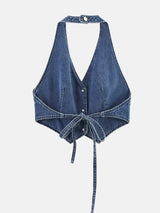 Litlookz Studio Y2K Halter Denim Top, view 3