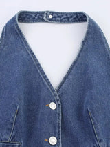 Litlookz Studio Y2K Halter Denim Top, view 4