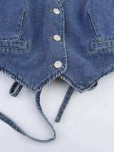 Litlookz Studio Y2K Halter Denim Top, view 6
