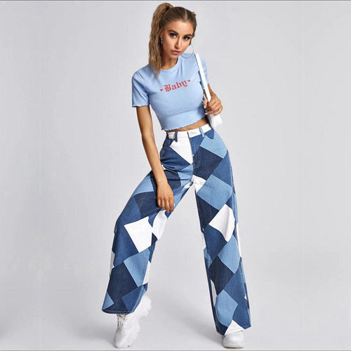 Litlookz Studio Y2K Harlequin Wide Leg Jeans