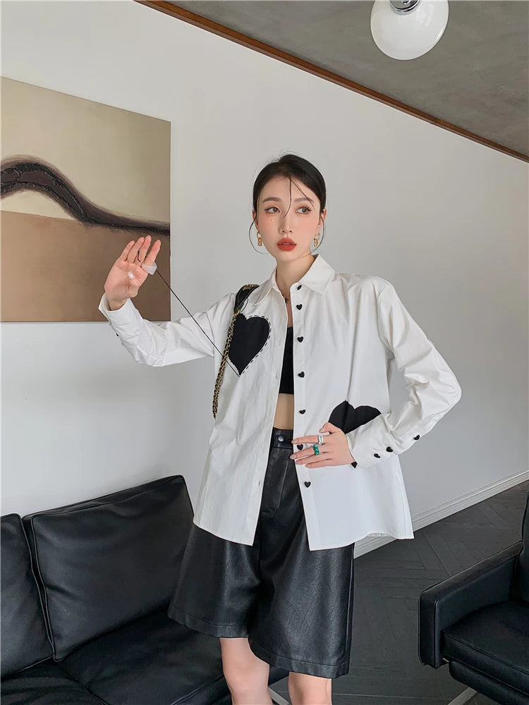 Litlookz Studio Y2K Heart Button-Up Shirt