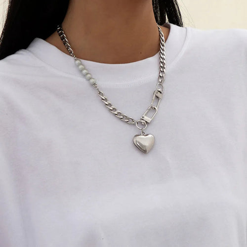 Litlookz Studio Y2K Heart Chain Beaded Necklace