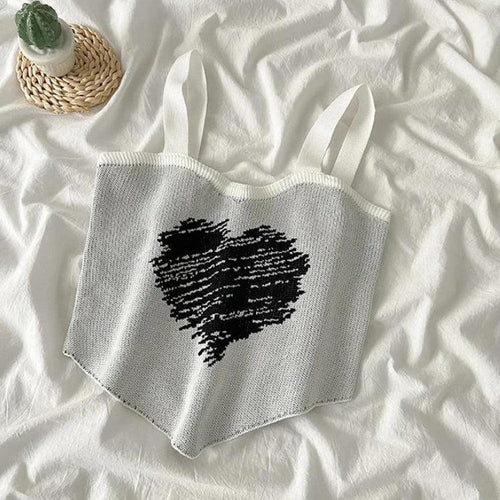 Litlookz Studio Y2K Heart Knitted Crop Top