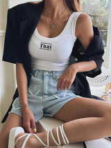 Litlookz Studio Y2K Heart Patch Denim Shorts, view 2
