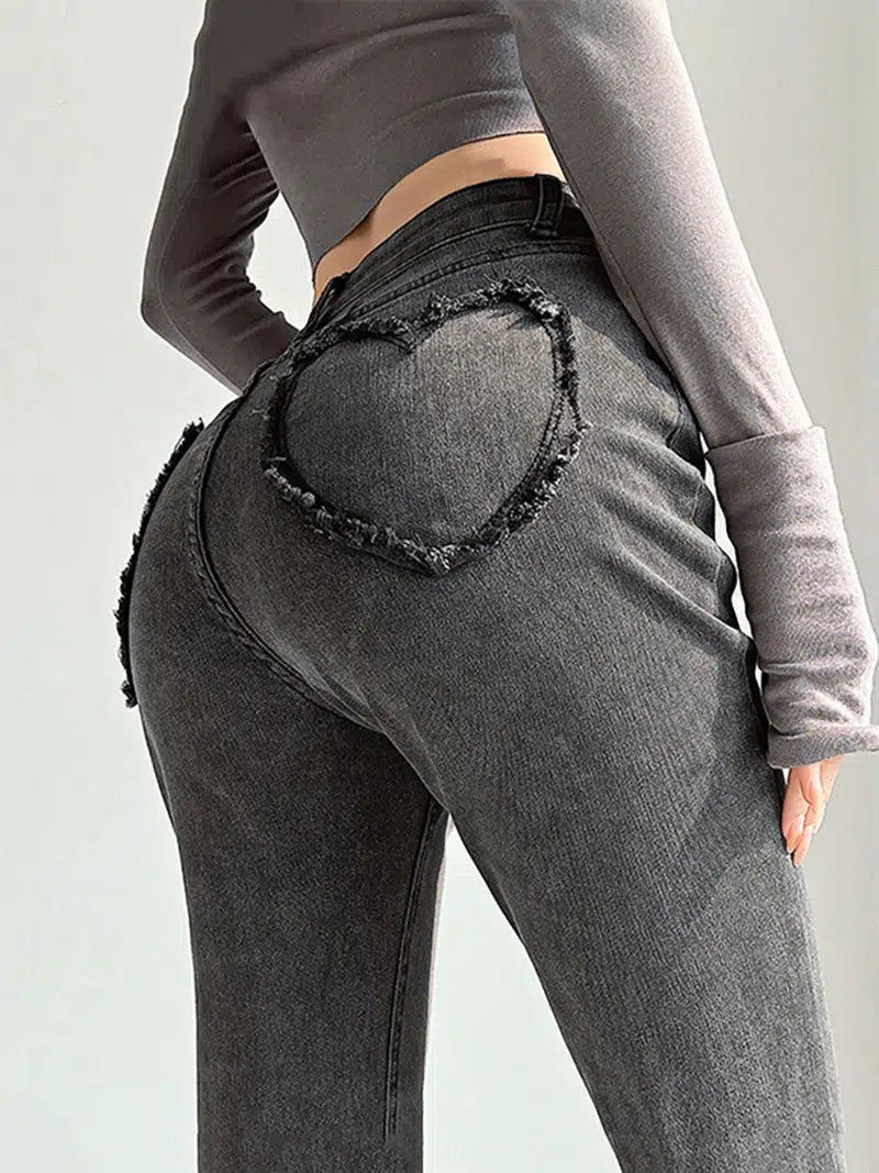 Litlookz Studio Y2K Heart Pocket Flare Jeans