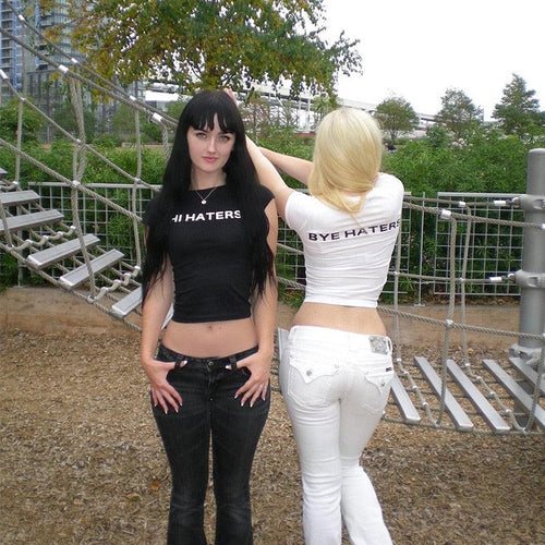 Litlookz Studio Y2K Hi & Bye Haters Crop Top