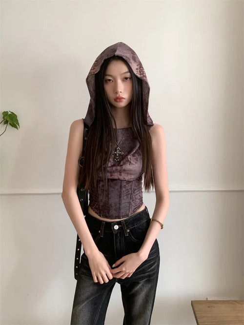 Litlookz Studio Y2K Hooded Corset Top