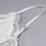 Litlookz Studio Y2K Hook Front Lace Trim Top, view 6