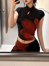 Litlookz Studio Y2K Keyhole Rose Top & Skirt Set, view 4