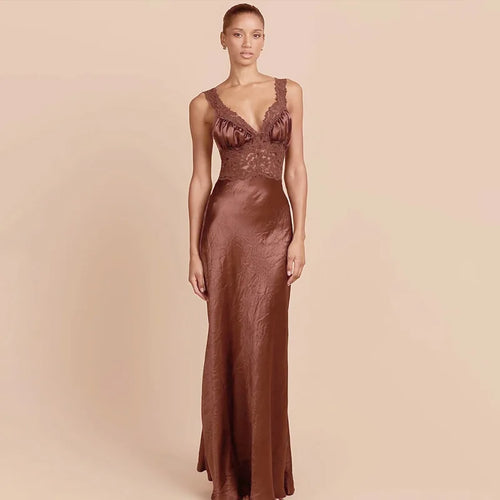 Litlookz Studio Y2K Lace Bust Satin Maxi Dress