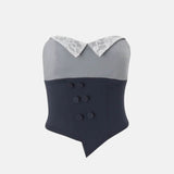 Litlookz Studio Y2K Lace Collar Detail Crop Top, view 5