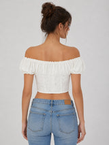 Litlookz Studio Y2K Lace Milkmaid Crop Top, view 2