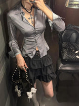 Litlookz Studio Y2K Lace Tie Back Shirt, view 2