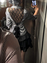 Litlookz Studio Y2K Lace Tie Back Shirt, view 3