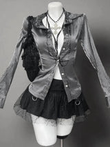 Litlookz Studio Y2K Lace Tie Back Shirt, view 6