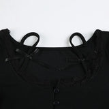 Litlookz Studio Y2K Lace Trim Button Top, view 4