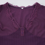 Litlookz Studio Y2K Lace Trim Henley Top, view 5