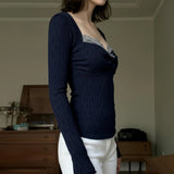 Litlookz Studio Y2K Lace Trim Knit Top, view 3