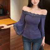 Litlookz Studio Y2K Lace Trim Off Shoulder Top, view 4