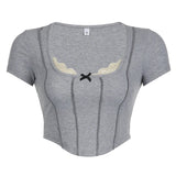 Litlookz Studio Y2K Lace Trim Ribbed Crop Top, view 3