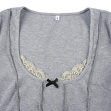 Litlookz Studio Y2K Lace Trim Ribbed Crop Top, view 4