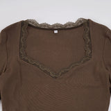 Litlookz Studio Y2K Lace Trim Square Neck Top, view 3