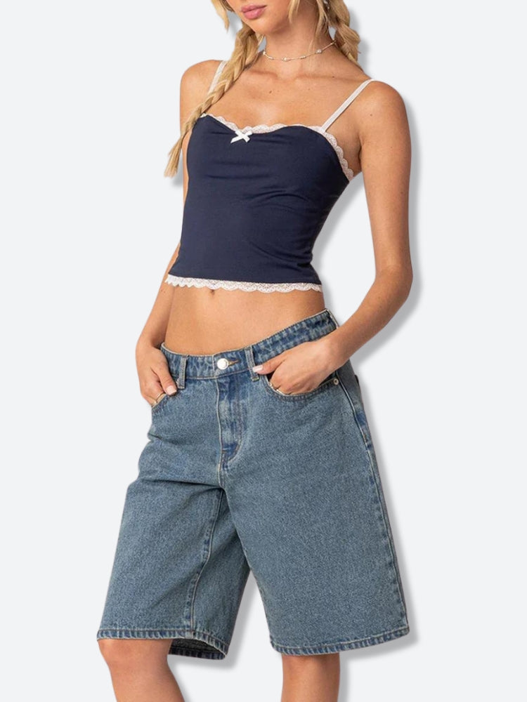 Litlookz Studio Y2K Lace Trim Top