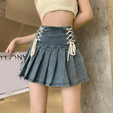 Litlookz Studio Y2K Lace Up Denim Mini Skirt, view 3