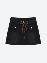 Litlookz Studio Y2K Lace Up Denim Mini Skort, view 4