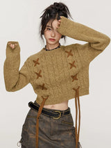 Litlookz Studio Y2K Lace-Up Detail Crop Sweater, view 4
