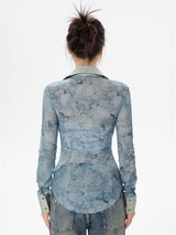 Litlookz Studio Y2K Lace Up Sheer Shirt, view 2