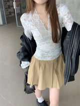 Litlookz Studio Y2K Lace V Neck Top, view 3