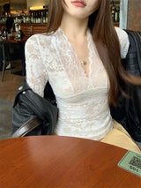 Litlookz Studio Y2K Lace V Neck Top, view 4