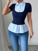 Litlookz Studio Y2K Layered Collar Knit Top, view 3