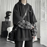 Litlookz Studio Y2K Layered Plaid Sleeve Hoodie, view 2