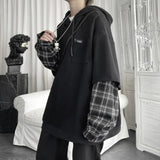 Litlookz Studio Y2K Layered Plaid Sleeve Hoodie, view 6