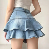 Litlookz Studio Y2K Layered Ruffled Denim Mini Skirt, view 2