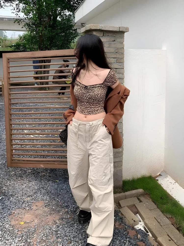 Litlookz Studio Y2K Leopard Bodycon Crop Top