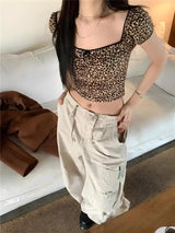 Litlookz Studio Y2K Leopard Bodycon Crop Top, view 2