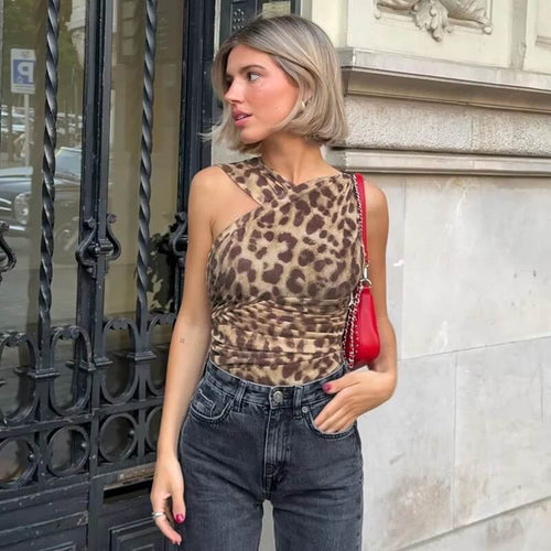 Litlookz Studio Y2K Leopard Bodysuit Top