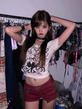 Litlookz Studio Y2K Leopard Buckle Micro Shorts, view 3
