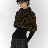 Litlookz Studio Y2K Leopard Faux Fur Cropped Jacket, view 3