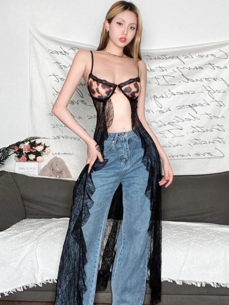 Litlookz Studio Y2K Leopard Lace Bra Top