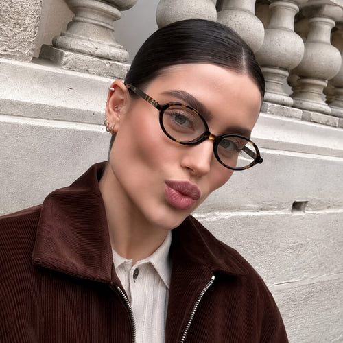 Litlookz Studio Y2K Leopard Oval Frame Glasses