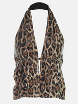 Litlookz Studio Y2K Leopard Sequin Halter Top, view 5