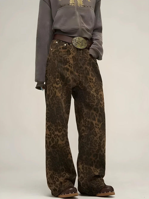 Litlookz Studio Y2K Leopard Straight Leg Pants