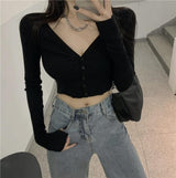 Litlookz Studio Y2K Long Sleeves Buttoned Crop Top, view 4
