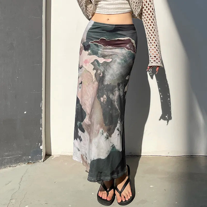 Litlookz Studio Y2K Low Rise Midi Skirt