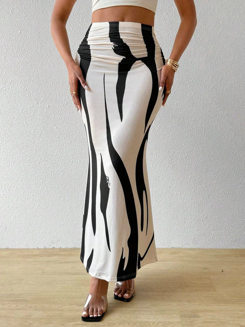 Litlookz Studio Y2K Marble Print Midi Skirt